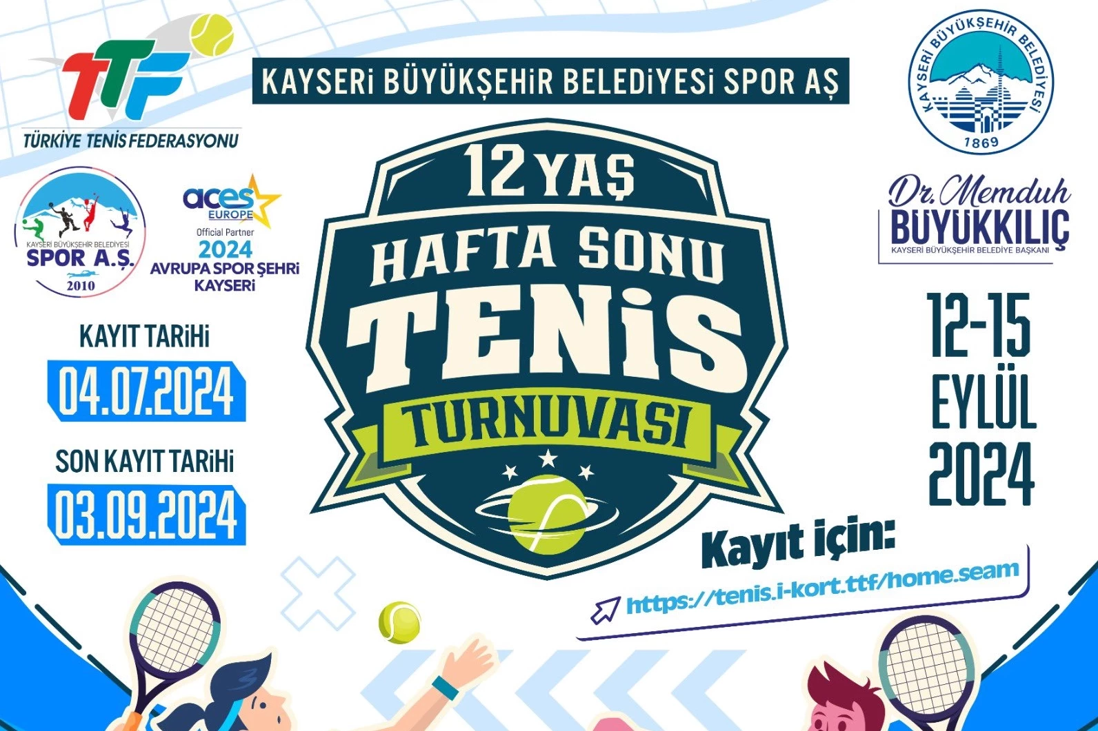 2024 Avrupa Spor Şehri Kayseri, 12 Yaş Hafta Sonu Tenis Turnuvası’na ev sahipliği yapacak