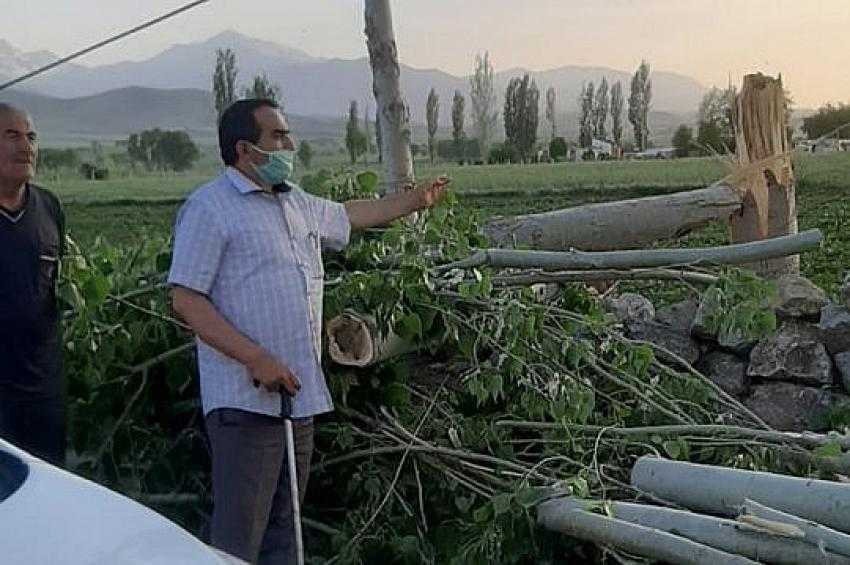 Kahramanmaraş’ta fırtına, ağaçları devirip elektrik direklerini büktü